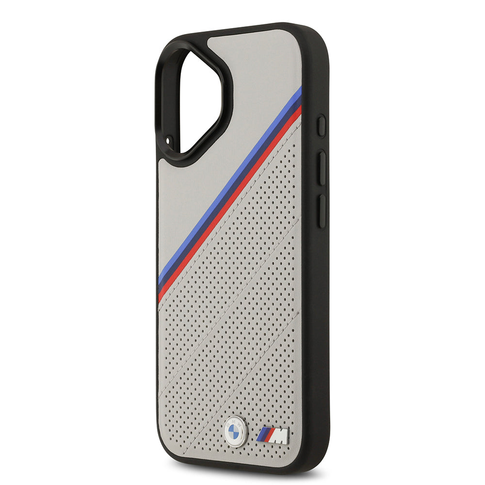 BMW iPhone 17 Orjinal Lisanslı M-safe Şarj Özellikli M Logolu Üç Şeritli Delikli Deri Kılıf BMW iPhone 17 Orjinal Lisanslı M-safe Şarj Özellikli M Logolu Üç Şeritli Delikli Deri Kılıf